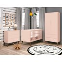 Ver imagem 3 de Guarda-roupa Retrô Theo 2 Portas com Pés Madeira - Rosa