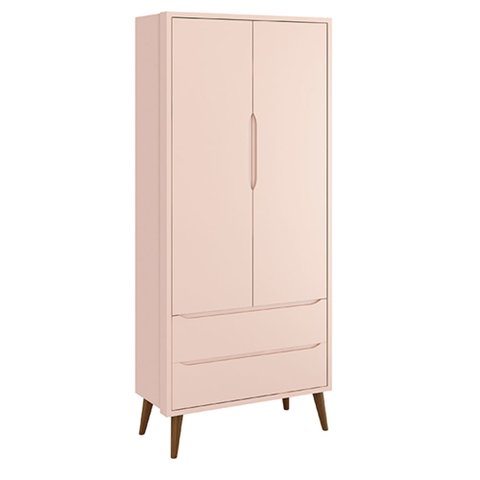 Guarda-roupa Retrô Theo 2 Portas com Pés Madeira - Rosa