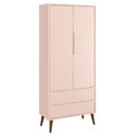 Ver imagem 1 de Guarda-roupa Retrô Theo 2 Portas com Pés Madeira - Rosa