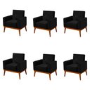 Ver imagem 1 de Kit 6 Poltronas Decorativa Florença Pés em Madeira Maciça Estofado Veludo - Preto