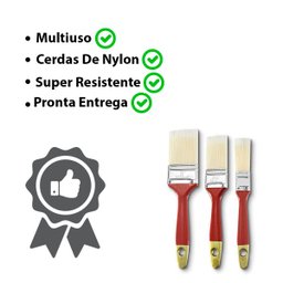 Pincel Tinta Pintar Casa Parede Drywal Tela Artesanato 3 Pç - 2