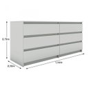 Ver imagem 3 de Cômoda Dupla 6 Gavetas 70cmx154cmx50cm Volga GMM