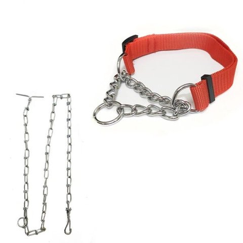 Coleira Guia Cachorro Corrente Semi Enforcadora Metal Grande Caes Passeio