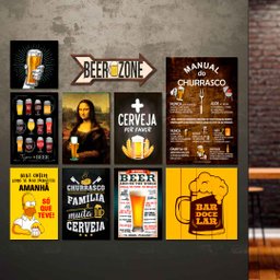 Kit 10 Placas Decorativas Bebidas Cervejas Frases Churrasco - 1