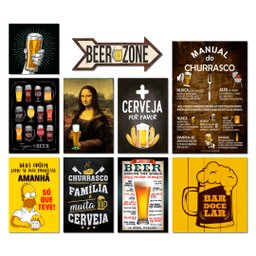 Kit 10 Placas Decorativas Bebidas Cervejas Frases Churrasco - 2