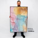 Ver imagem 2 de Quadro Decorativo Caixa Alta com Vidro Abstrato Mármore Lux Colors TaColado Moldura Branca 120 x 80c
