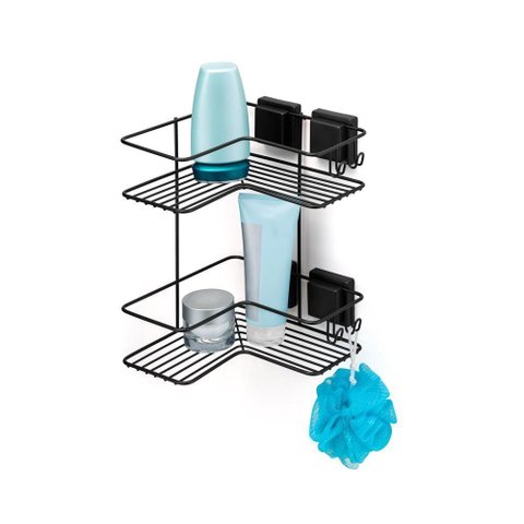 Cantoneira Dupla com Ventosa - Aço Black 2581