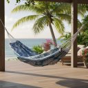 Ver imagem 1 de Rede de Descanso Resistente Reforçada Estampada Indiana Azul-turquesa