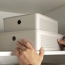 Ver imagem 2 de Caixa Organizadora com Tampa ou Bege 27x22x9cm Cesto Organizador Flow 5,4l Closet Lavanderia