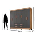 Ver imagem 6 de Guarda Roupa Casal Porto 8 Portas e Armário Multiuso Lite Nature Cinza – Móveis Leão