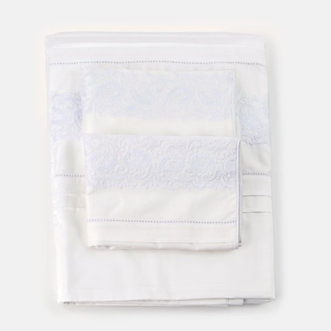 Capa de Duvet Algodão 400 Fios Queen Grand Palais Branco Blue Gardenia