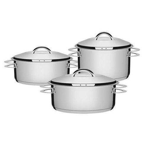 Jogo de Panelas 3 Peças Inox Fundo Triplo Solar Tramontina