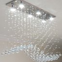Ver imagem 1 de lustre de Cristal, Para Sala de Jantar, Recepção Com 50CM Altura e Base de Inox Espelhada 70x20CM