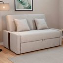 Ver imagem 2 de Sofá Cama Retrátil 2 Lugares 1,45 Mts Linho Bege Charlotte Matrix Cor:linho Grosso Bege