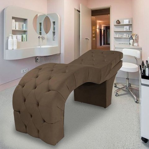 Maca Estética Estofada Reclinável Ergonômica Veludo Eliana:marrom