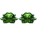 Ver imagem 5 de Jogo Porta Velas Castiçal Flor de Lotus Vidro Verde Luxo 2 Unidades - Tuut