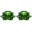 Ver imagem 1 de Jogo Porta Velas Castiçal Flor de Lotus Vidro Verde Luxo 2 Unidades - Tuut