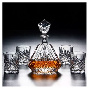 Garrafa Decanter Whisky Licor Conhaque Bourbon Design Norwich Conjunto com 6 Copos