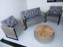 Ver imagem 1 de Móveis Jardins Conjunto Poltronas Corda Nautica e Alumínio Jogo Rivieira 1 Sofá 2 Poltronas 1 Centro