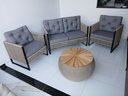 Ver imagem 3 de Móveis Jardins Conjunto Poltronas Corda Nautica e Alumínio Jogo Rivieira 1 Sofá 2 Poltronas 1 Centro