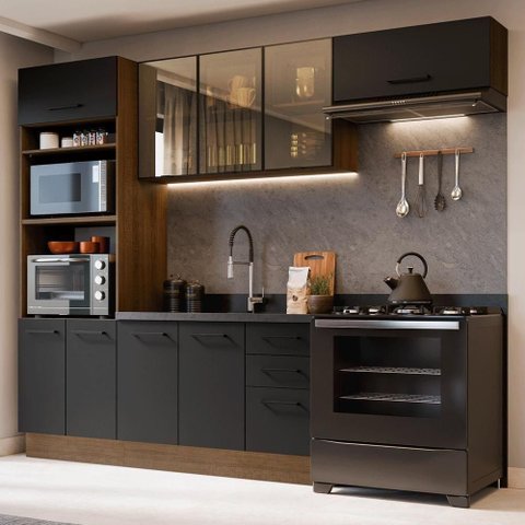 Cozinha Completa Agata 9 Portas 3 Gavetas MDP 270cm Madesa