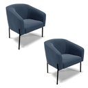 Ver imagem 1 de Cadeira Sala de Jantar Pé de Ferro Preto Kit 2 Stella Suede D03 - D'Rossi Cor Azul Marinho