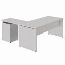 Ver imagem 5 de Mesa em L 150cm X 160cm Gaveteiro 3 Gavetas Pés Painel F5 Cor:cinza
