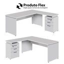 Ver imagem 7 de Mesa em L 150cm X 160cm Gaveteiro 3 Gavetas Pés Painel F5 Cor:cinza