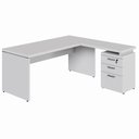 Ver imagem 3 de Mesa em L 150cm X 160cm Gaveteiro 3 Gavetas Pés Painel F5 Cor:cinza