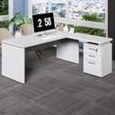 Ver imagem 1 de Mesa em L 150cm X 160cm Gaveteiro 3 Gavetas Pés Painel F5 Cor:cinza