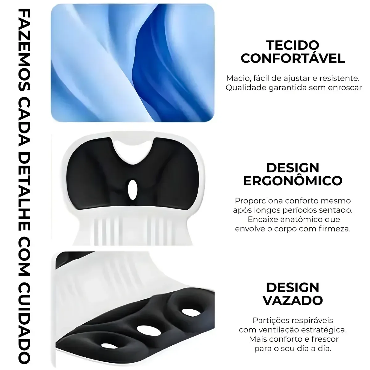 Ver mais imagens de Assento Ergonômico Ortopedico com Apoio Lombar Alívio Dores Nas Costas
