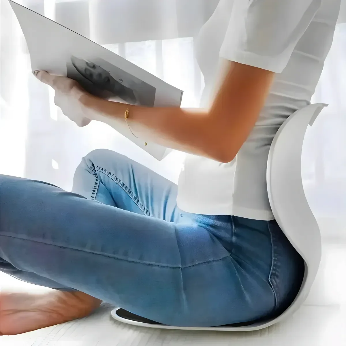 Ver imagem 2 de Assento Ergonômico Ortopedico com Apoio Lombar Alívio Dores Nas Costas