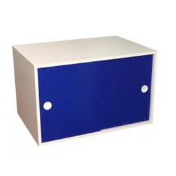 Armário Portas de Correr Pt Branco com Porta Azul - 1