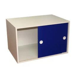 Armário Portas de Correr Pt Branco com Porta Azul - 2