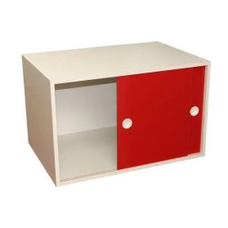 Armário Portas de Correr Pt Branco com Porta Vermelha - 2