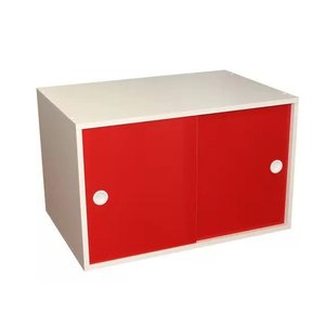 Armário Portas de Correr Pt Branco com Porta Vermelha