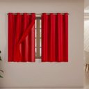 Ver imagem 1 de Cortina Blackout PVC com Tecido Voil 2,80 M x 1,60 M - Vermelha
