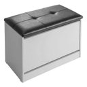 Ver imagem 3 de Sapateira Puff Bau Cama Versatile Premium Luxo até 12 Pares - Branco/preto