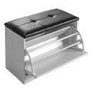 Ver imagem 2 de Sapateira Puff Bau Cama Versatile Premium Luxo até 12 Pares - Branco/preto