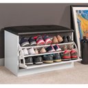Ver imagem 1 de Sapateira Puff Bau Cama Versatile Premium Luxo até 12 Pares - Branco/preto