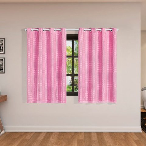 Cortina Blackout PVC com Tecido Voil xadrez 2,80 M x 1,60 M - Rosa