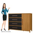 Ver imagem 5 de Cômoda Sapateira 1 Porta 4 Gavetas Allure Carvalho Americano/Preto