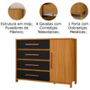 Ver imagem 2 de Cômoda Sapateira 1 Porta 4 Gavetas Allure Carvalho Americano/Preto