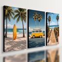 Ver imagem 1 de Kit3 Quadro Decorativo Praia Surf Praia Mar Verão Hotel Sala 28x20cm