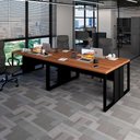 Ver imagem 1 de Plataforma de Trabalho 4 Pessoas 3,00m X 1,20m Pés Metal F5 Cor:nogal com Preto