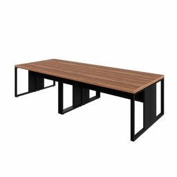 Plataforma de Trabalho 4 Pessoas 3,00m X 1,20m Pés Metal F5 Cor:nogal com Preto - 3