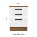 Ver imagem 3 de Balcão Armário de Cozinha 60 cm 3 Gavetas Rustic/Branco Agata Madesa
