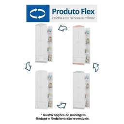 Guarda-Roupa de Bebê 2 Portas 1 Gaveta Confete Plus Flex Color - 3 Guarda-Roupa de Bebê 2 Portas 1 Gaveta Confete Plus Flex Color - 3