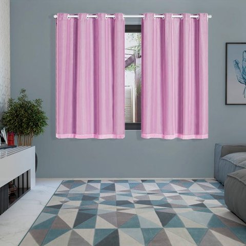 Cortina Blackout PVC Prata com Voil 2,00 M x 1,40 M - Rosa