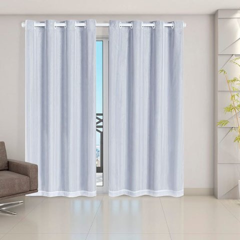 Cortina Blackout PVC Prata com Voil 2,80 M x 2,30 M - Branco